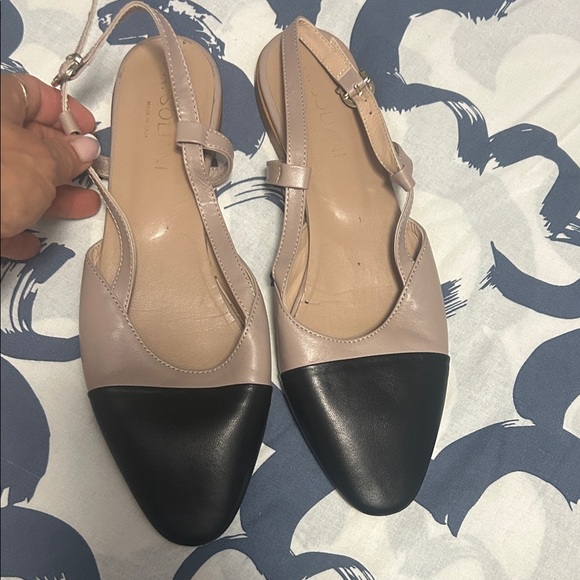 Vero Cuoio Black and Cream Slingback Flats - Picture 1 of 3